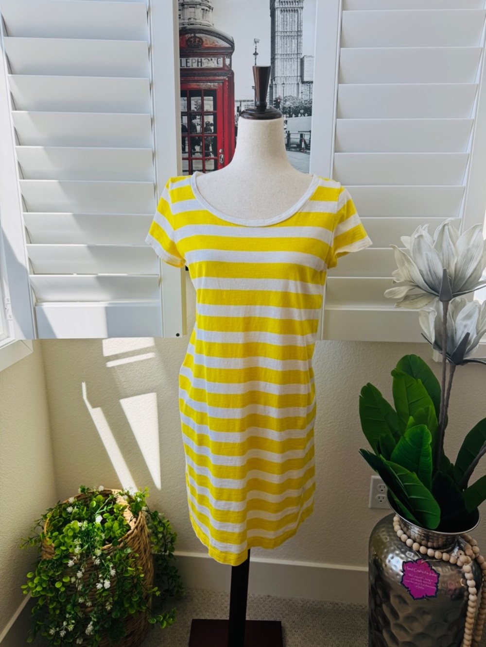 Gap. Size S. Yellow and White Striped Mini Dress